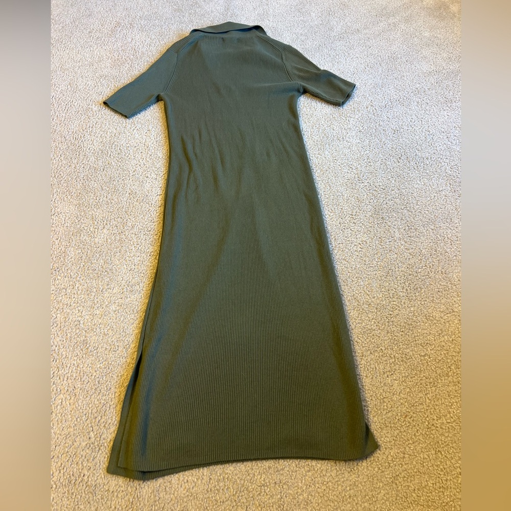 NWOT Banana Republic Olive Ribbed Midi Dress - Picture 5 of 5